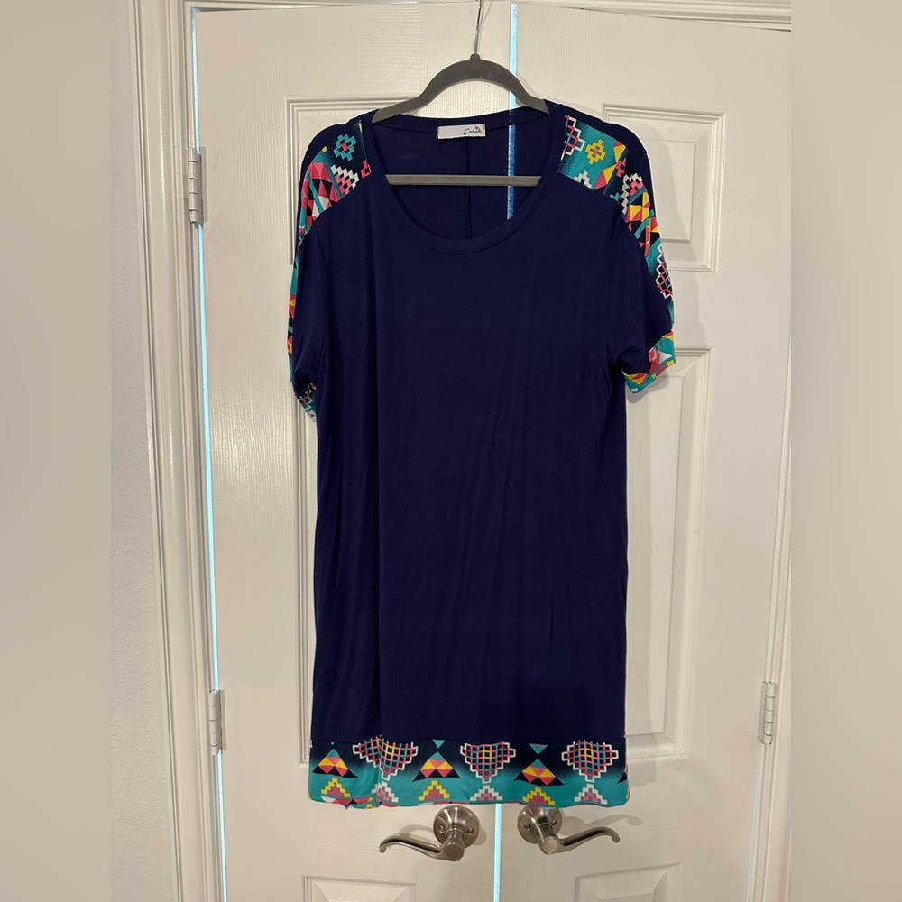 Celeste dress. Navy with design. 2x